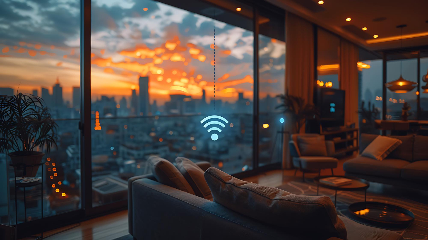 Icono de wifi en el medio de la habitación