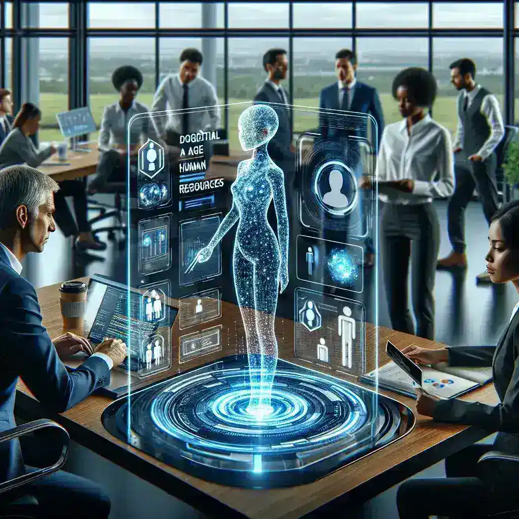 "AI-driven talent management platform interface showcasing innovative HR features for streamlined recruitment, employee engagement, and performance tracking in the digital age."